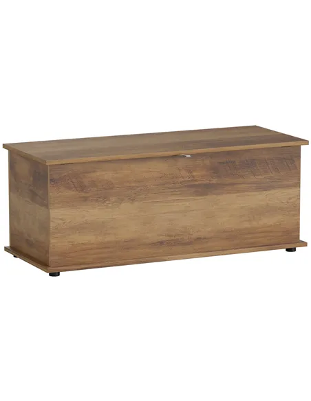 HOMCOM 113L Storage Chest, Storage Box with Flip-Top Lid and 2 Safety Hinges, Storage Trunk for Living Room, Entryway, 100 x 40 