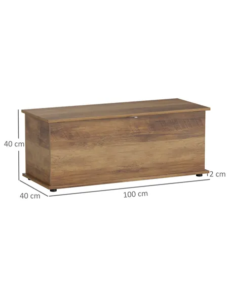 HOMCOM 113L Storage Chest, Storage Box with Flip-Top Lid and 2 Safety Hinges, Storage Trunk for Living Room, Entryway, 100 x 40 