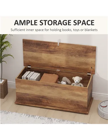 HOMCOM 113L Storage Chest, Storage Box with Flip-Top Lid and 2 Safety Hinges, Storage Trunk for Living Room, Entryway, 100 x 40 