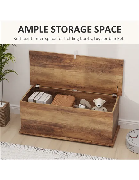 HOMCOM 113L Storage Chest, Storage Box with Flip-Top Lid and 2 Safety Hinges, Storage Trunk for Living Room, Entryway, 100 x 40 