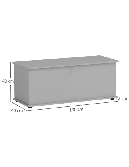 HOMCOM 113L Storage Chest, Storage Box with Flip-Top Lid and 2 Safety Hinges, Storage Trunk for Living Room, Entryway, 100 x 40 