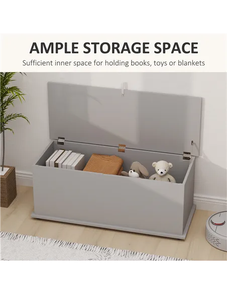 HOMCOM 113L Storage Chest, Storage Box with Flip-Top Lid and 2 Safety Hinges, Storage Trunk for Living Room, Entryway, 100 x 40 