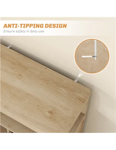 HOMCOM Small Sideboard with Drawers and Adjustable Shelf - Nature Wood Finish