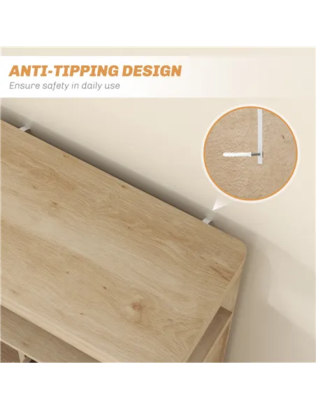 HOMCOM Small Sideboard with Drawers and Adjustable Shelf - Nature Wood Finish