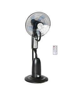 HOMCOM 18" Pedestal Fan with Water Mist Spray, Humidifying Misting Fan, Standing Fan with 3 Speeds, 2.8L Water Tank, Timer and R