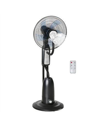 HOMCOM 18" Pedestal Fan with Water Mist Spray, Humidifying Misting Fan, Standing Fan with 3 Speeds, 2.8L Water Tank, Timer and R