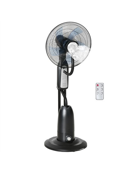 HOMCOM 18" Pedestal Fan with Water Mist Spray, Humidifying Misting Fan, Standing Fan with 3 Speeds, 2.8L Water Tank, Timer and R