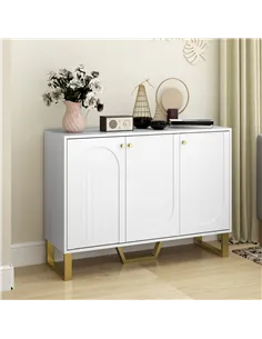 HOMCOM 3-Door Sideboard Storage Cabinet - White 2