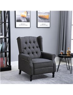 HOMCOM Recliner Armchair, Vintage Reclining Chair with Nail Head Trim, Wingback Chair with Button Tufted Back and Footrest, for  2