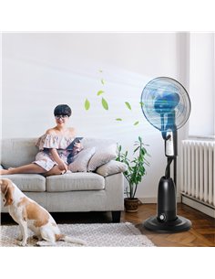HOMCOM 18" Pedestal Fan with Water Mist Spray, Humidifying Misting Fan, Standing Fan with 3 Speeds, 2.8L Water Tank, Timer and R 2