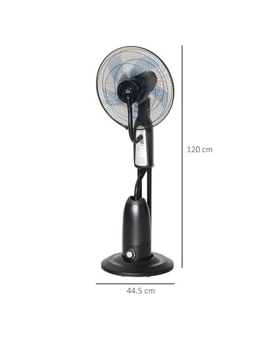 HOMCOM 18" Pedestal Fan with Water Mist Spray, Humidifying Misting Fan, Standing Fan with 3 Speeds, 2.8L Water Tank, Timer and R