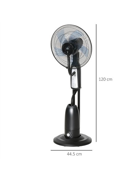 HOMCOM 18" Pedestal Fan with Water Mist Spray, Humidifying Misting Fan, Standing Fan with 3 Speeds, 2.8L Water Tank, Timer and R
