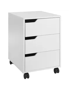 HOMCOM 3 Drawer Mobile File Cabinet, Vertical Filing Cabinet with Wheels for Home Office, White