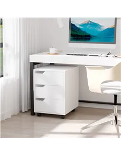 HOMCOM 3 Drawer Mobile File Cabinet, Vertical Filing Cabinet with Wheels for Home Office, White 2