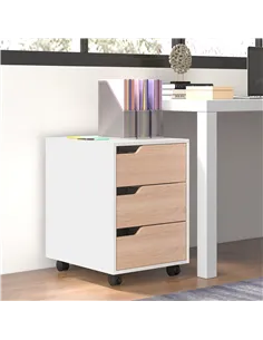 HOMCOM 3 Drawer Mobile File Cabinet, Vertical Filing Cabinet with Wheels for Home Office, Oak 2