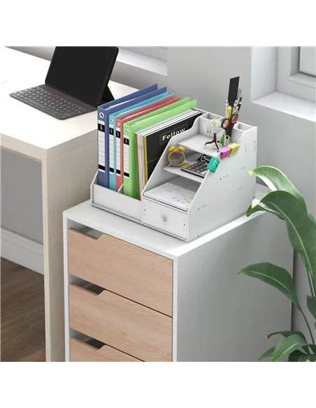HOMCOM 3 Drawer Mobile File Cabinet, Vertical Filing Cabinet with Wheels for Home Office, Oak