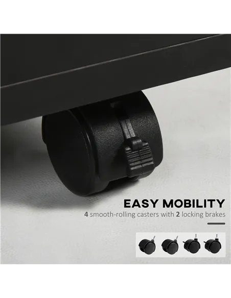 HOMCOM 60cm Filing Cabinet with Drawer, Open Shelf, Metal Handles and 4 Wheels, Office Home Organiser Mobile Printer, Black