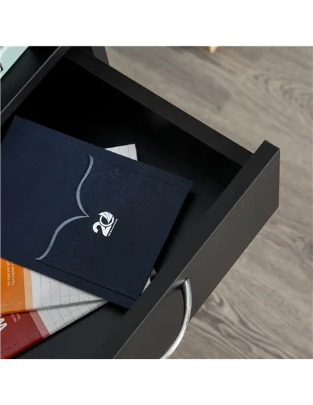 HOMCOM 60cm Filing Cabinet with Drawer, Open Shelf, Metal Handles and 4 Wheels, Office Home Organiser Mobile Printer, Black