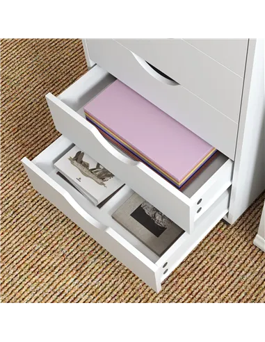 HOMCOM 5 Drawer Mobile Filing Cabinet, Vertical File Cabinet, Modern Rolling Office Storage Organizer Cupboard, White