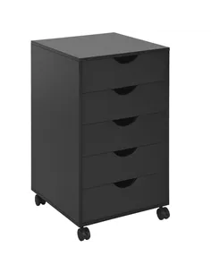 HOMCOM 5 Drawer Mobile Filing Cabinet, Vertical File Cabinet, Modern Rolling Office Storage Organizer Cupboard, Black