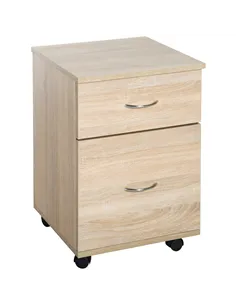HOMCOM Two Drawer Filing Cabinet with Wheels- Oak