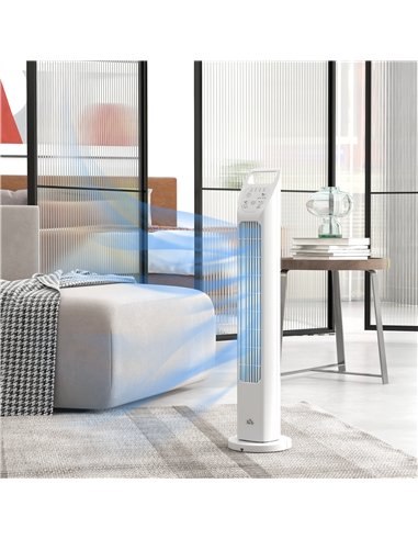 HOMCOM 31" Oscillating Tower Fan with Remote Control, 4H Timer, 3 Speed 3 Modes, Quiet Electric Floor Standing Fan for Home Bedr