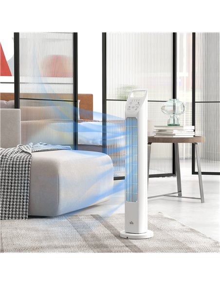 HOMCOM 31" Oscillating Tower Fan with Remote Control, 4H Timer, 3 Speed 3 Modes, Quiet Electric Floor Standing Fan for Home Bedr