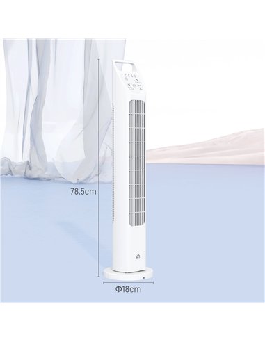 HOMCOM 31" Oscillating Tower Fan with Remote Control, 4H Timer, 3 Speed 3 Modes, Quiet Electric Floor Standing Fan for Home Bedr