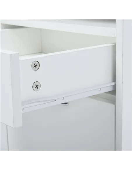 HOMCOM 60cm Filing Cabinet with Drawer, Open Shelf, Metal Handles and 4 Wheels, Office Home Organiser Mobile Printer, White
