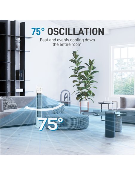 HOMCOM 31" Oscillating Tower Fan with Remote Control, 4H Timer, 3 Speed 3 Modes, Quiet Electric Floor Standing Fan for Home Bedr