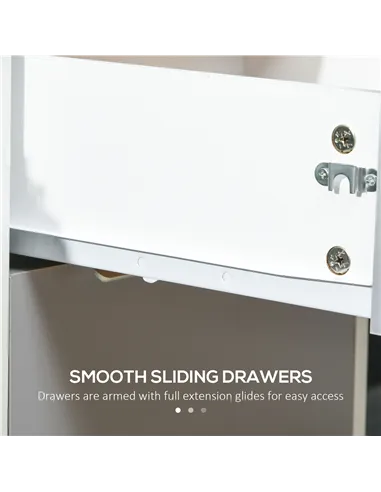 HOMCOM Three-Drawer Locking Filing Cabinet - Grey/White