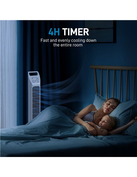 HOMCOM 31" Oscillating Tower Fan with Remote Control, 4H Timer, 3 Speed 3 Modes, Quiet Electric Floor Standing Fan for Home Bedr