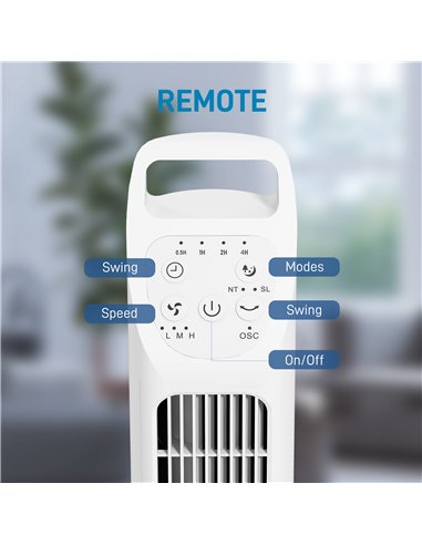 HOMCOM 31" Oscillating Tower Fan with Remote Control, 4H Timer, 3 Speed 3 Modes, Quiet Electric Floor Standing Fan for Home Bedr