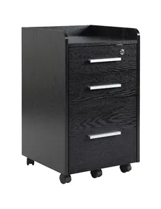 HOMCOM Three-Drawer Lockable Filing Cabinet - Black