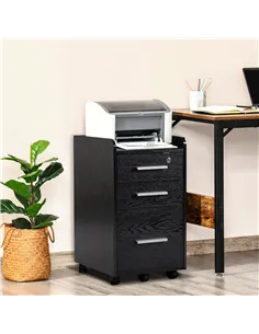 HOMCOM Three-Drawer Lockable Filing Cabinet - Black 2