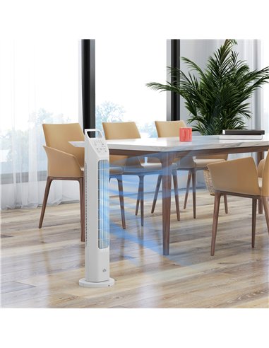 HOMCOM 31" Oscillating Tower Fan with Remote Control, 4H Timer, 3 Speed 3 Modes, Quiet Electric Floor Standing Fan for Home Bedr