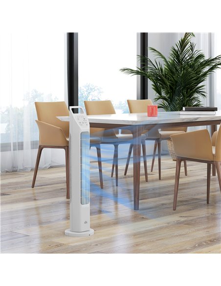 HOMCOM 31" Oscillating Tower Fan with Remote Control, 4H Timer, 3 Speed 3 Modes, Quiet Electric Floor Standing Fan for Home Bedr