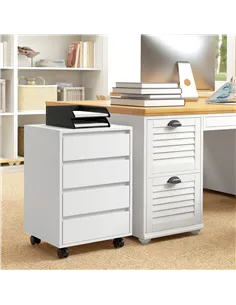HOMCOM Four-Drawer Office Filing Cabinet, with Wheels - White 2