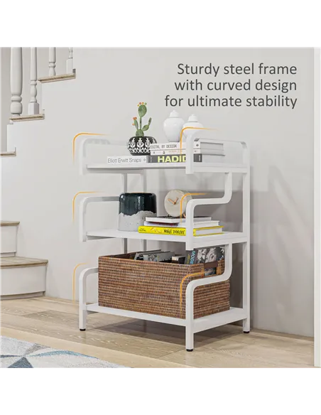 HOMCOM 3-Tier Printer Stand with Storage Shelves, Printer Table, 55 x 40 x 77cm Printer Shelf for Home Office, Study, White