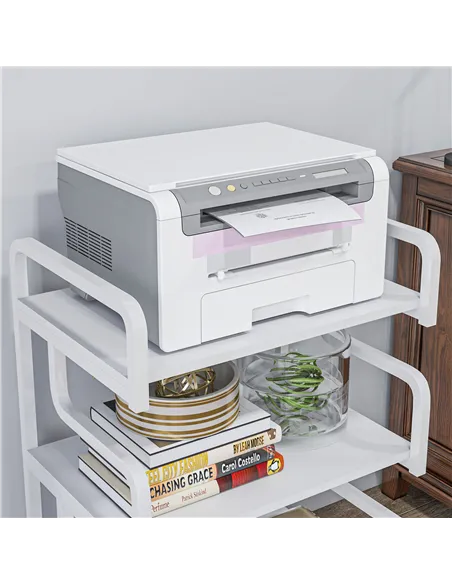 HOMCOM 3-Tier Printer Stand with Storage Shelves, Printer Table, 55 x 40 x 77cm Printer Shelf for Home Office, Study, White