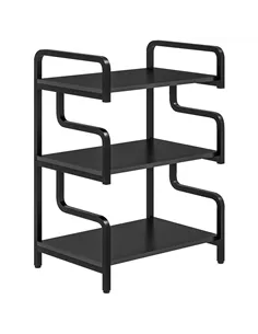 HOMCOM 3-Tier Printer Stand with Storage Shelves, Printer Table, 55 x 40 x 77cm Printer Shelf for Home Office, Study, Black