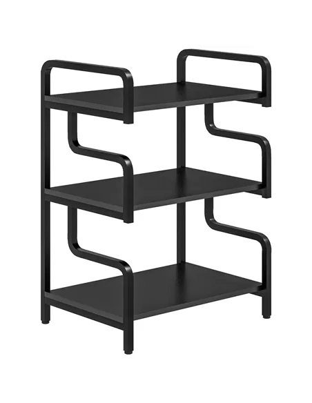 HOMCOM 3-Tier Printer Stand with Storage Shelves, Printer Table, 55 x 40 x 77cm Printer Shelf for Home Office, Study, Black