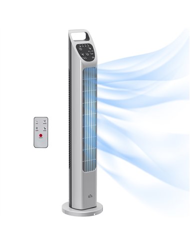 HOMCOM 31" Oscillating Tower Fan with Remote Control, 4H Timer, 3 Speed 3 Modes, Quiet Electric Floor Standing Fan for Home Bedr