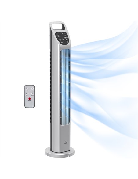 HOMCOM 31" Oscillating Tower Fan with Remote Control, 4H Timer, 3 Speed 3 Modes, Quiet Electric Floor Standing Fan for Home Bedr