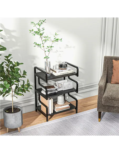 HOMCOM 3-Tier Printer Stand with Storage Shelves, Printer Table, 55 x 40 x 77cm Printer Shelf for Home Office, Study, Black