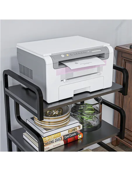 HOMCOM 3-Tier Printer Stand with Storage Shelves, Printer Table, 55 x 40 x 77cm Printer Shelf for Home Office, Study, Black