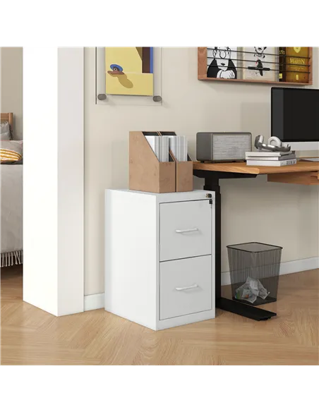 HOMCOM Two-Drawer Modern Steel Filing Cabinet - Cream
