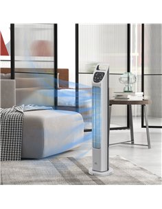 HOMCOM 31" Oscillating Tower Fan with Remote Control, 4H Timer, 3 Speed 3 Modes, Quiet Electric Floor Standing Fan for Home Bedr 2