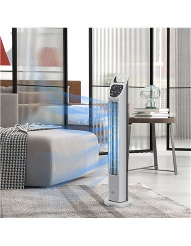 HOMCOM 31" Oscillating Tower Fan with Remote Control, 4H Timer, 3 Speed 3 Modes, Quiet Electric Floor Standing Fan for Home Bedr