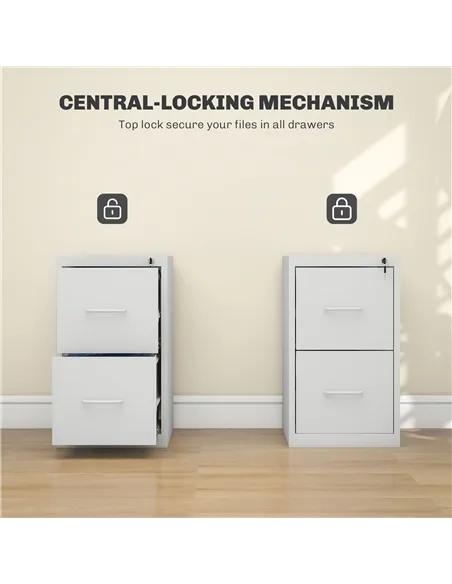 HOMCOM Two-Drawer Modern Steel Filing Cabinet - Cream
